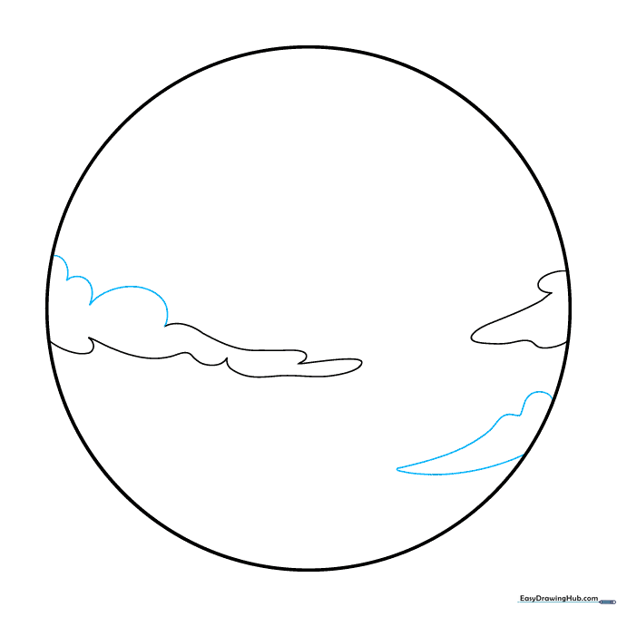 Refining the cloud shapes on the planet surface with pointed edges.