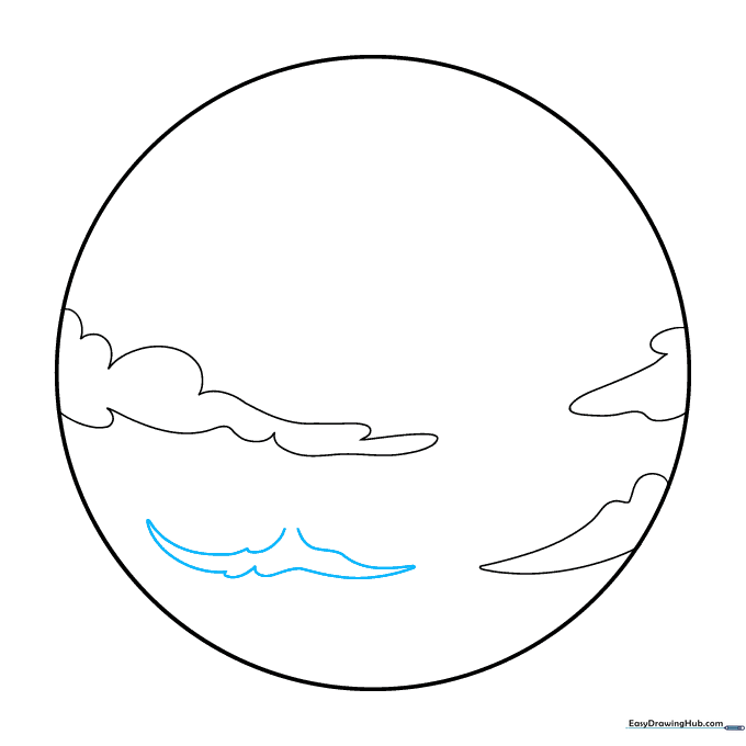 Drawing an open-ended cloud structure to represent a storm on Neptune.