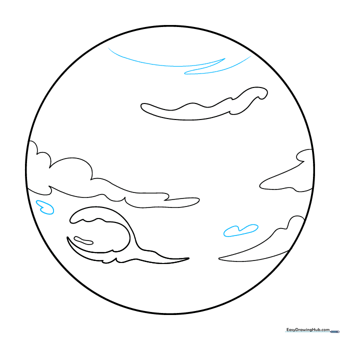 Adding Z-shaped atmospheric lines and small cloud clusters to the planet.