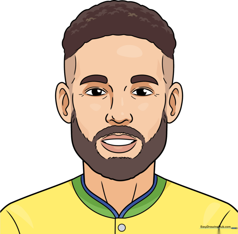 Colorful, finished portrait of Neymar Jr, perfect for soccer fans.
