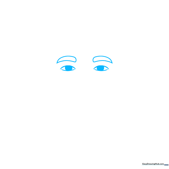 Close-up pencil sketch of Neymar Jr's eyes and eyebrows showing almond shapes and teardrop brows.