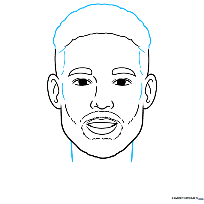 Drawing showing the completed hair shape and the neck.