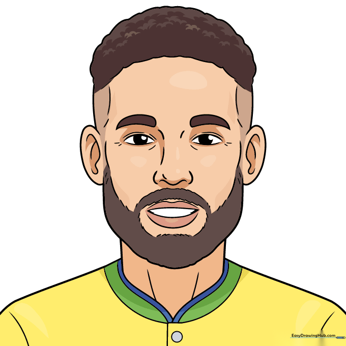 Finished, colored drawing of Neymar Jr.