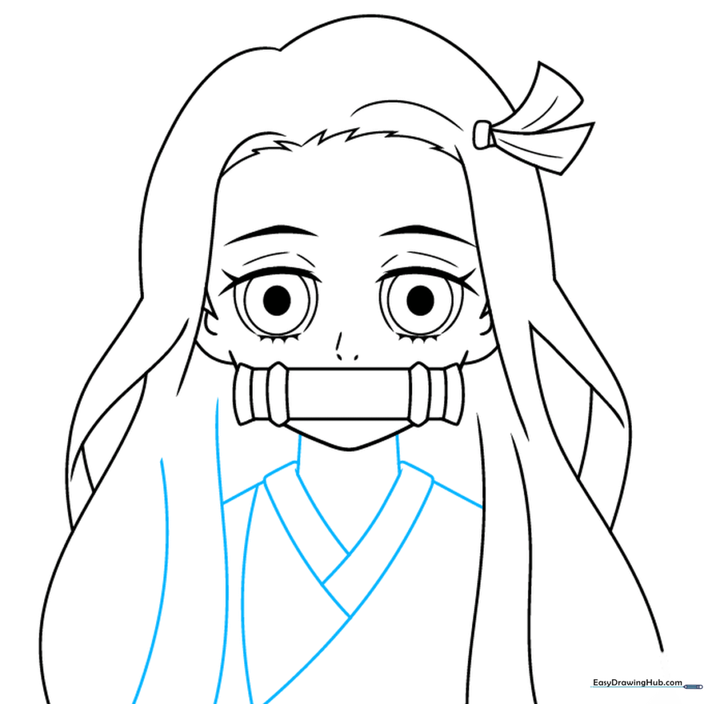 Sketch of Nezuko's neck and kimono collar.
