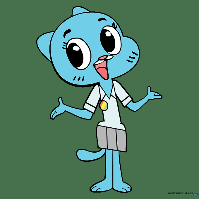 The finished Nicole Watterson drawing colored in light blue.