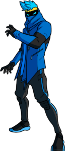 Colorful, finished illustration of the Ninja Fortnite skin.