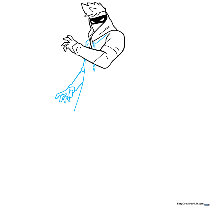 Adding chest details and the second hand to the Ninja drawing.