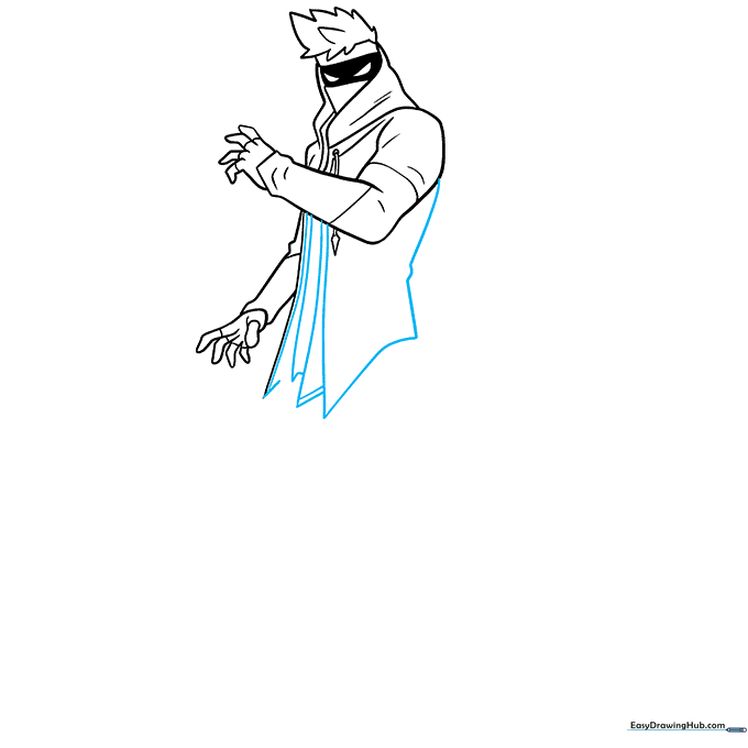 Connecting the arms and adding clothing texture lines.