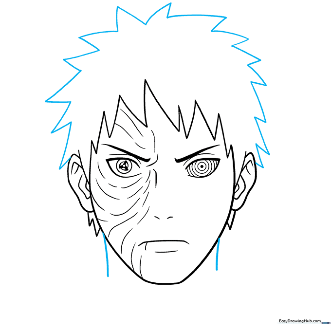 Obito Uchiha drawing with facial scars and additional hair detail.