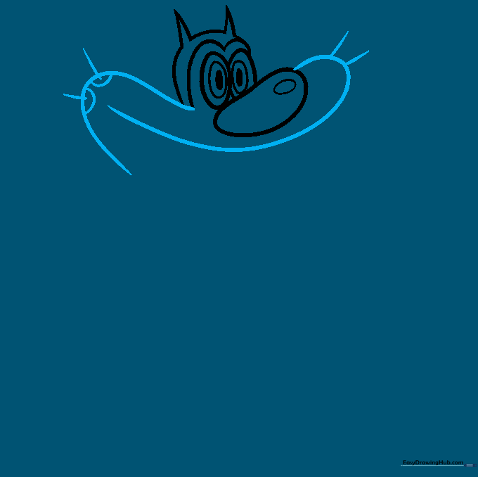 Sketch of Oggy's snout area with whiskers and cheek details.