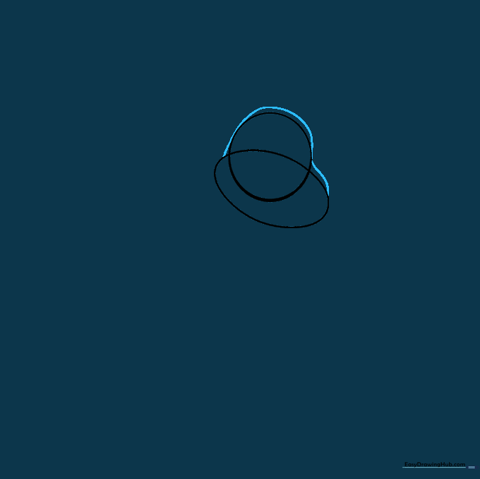 Curved lines connecting the head circle and jaw oval to create a smooth silhouette.