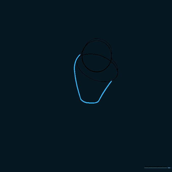A curved line added beneath the head to form the neck structure.