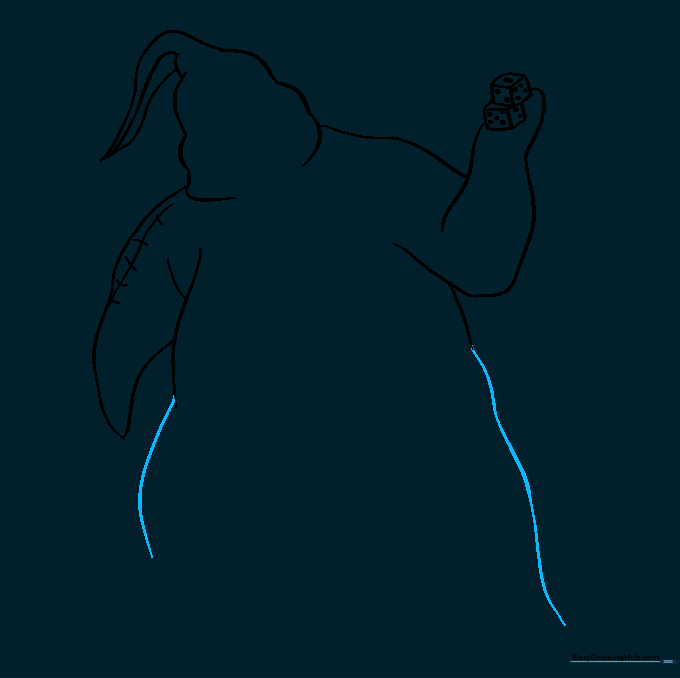Outline of the torso extending downward from the arms.