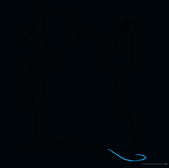 Drawing showing the completed base outline of the character.