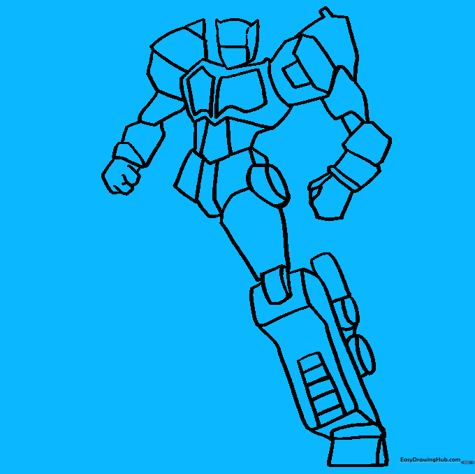 Finalizing the outline of the second leg and foot.