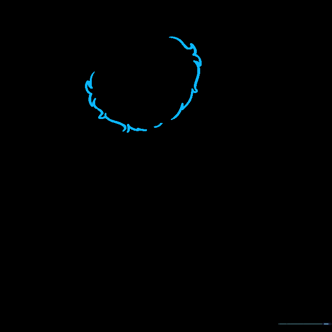 Sketch of a circular, jagged-edged face shape for Oscar the Grouch.