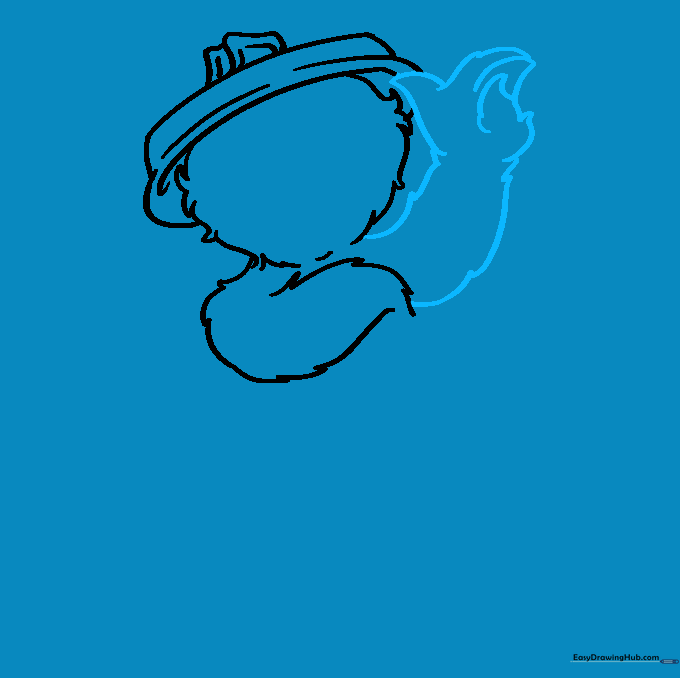Sketching the second arm and hand with pointed fingers.