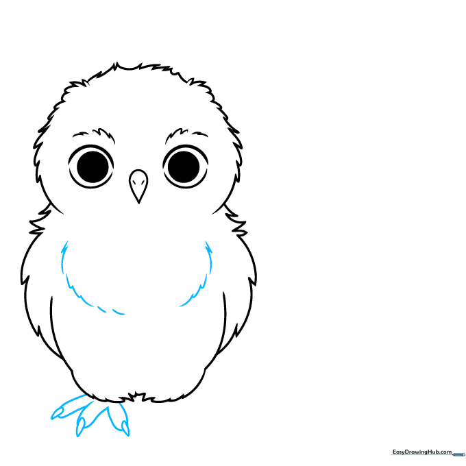 Adding chest feather texture and small talons to the owl's feet.