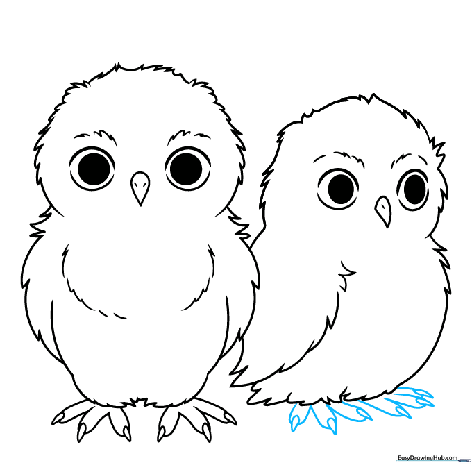Completing the feet and talons for the second owl.