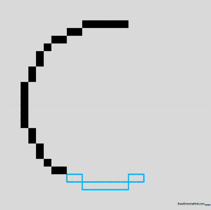 Drawing the bottom section of the Pac-Man circle using connected block segments.