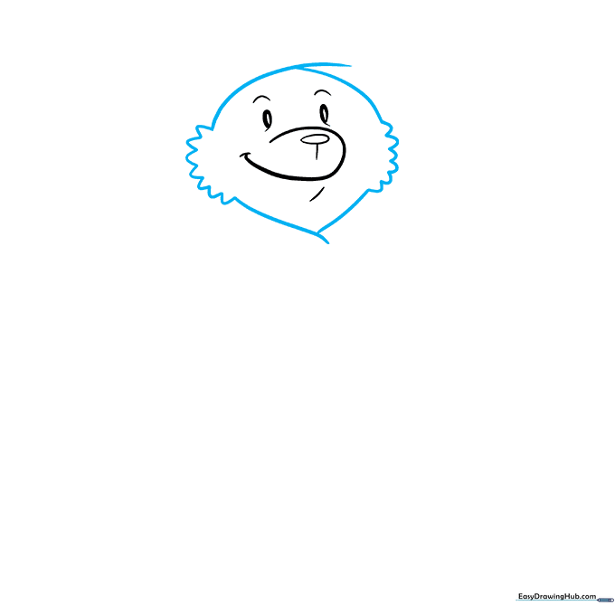 Paddington Bear's head outline with textured fur tufts on the cheeks.