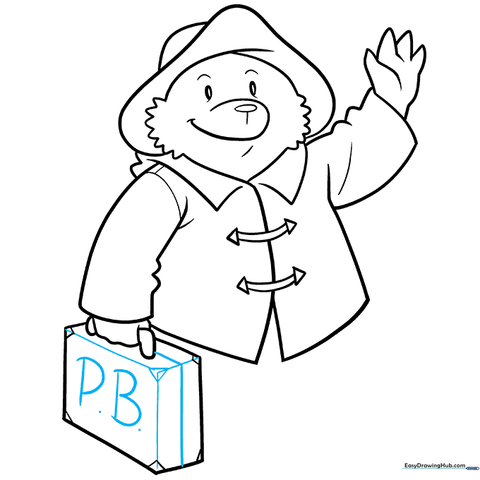 Adding the P.B. initials to the side of the suitcase.