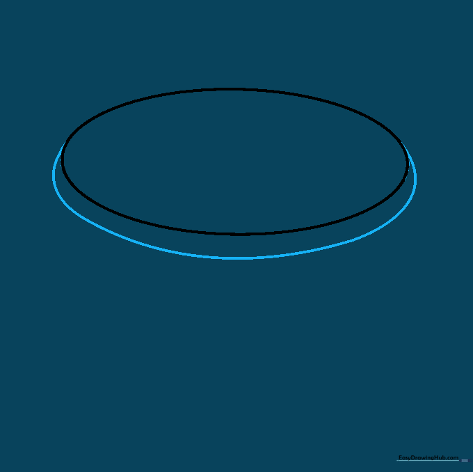 Adding a curved line under the oval to show the thickness of the first pancake.