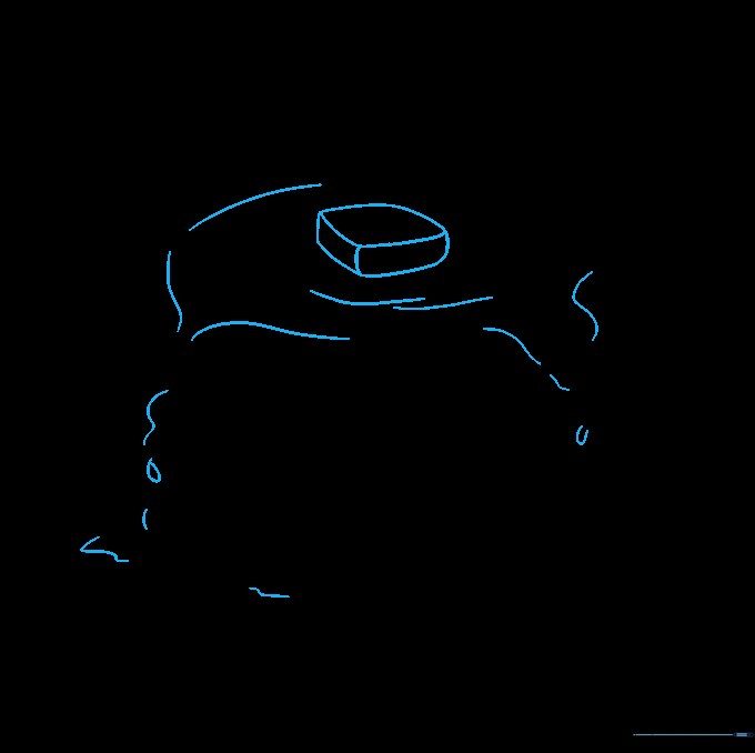 Drawing a pat of butter on top of the pancake stack.