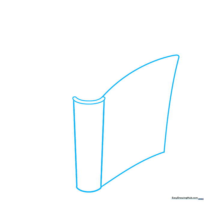 Drawing the central spine of a book using a tall rectangle shape.