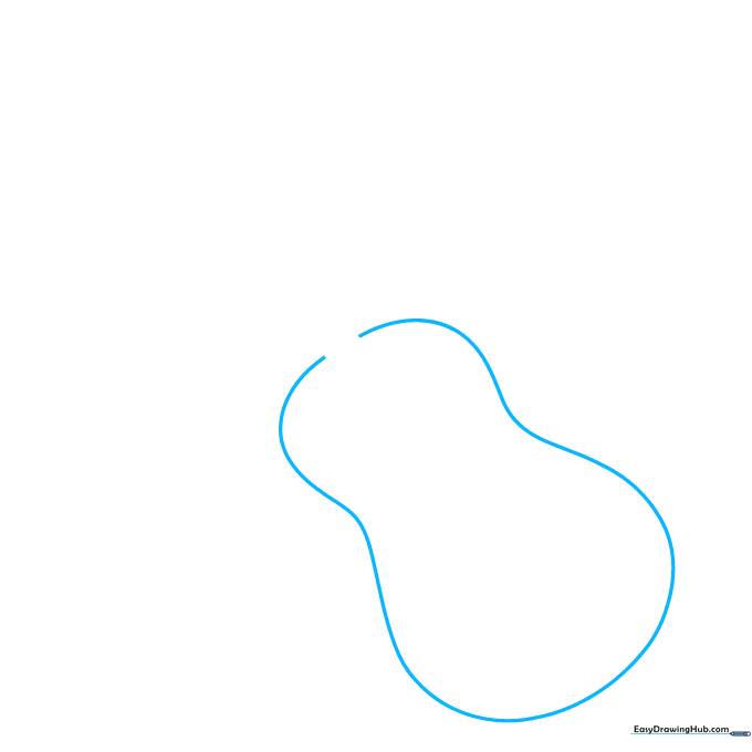 Pencil outline of a guitar body shape on white background