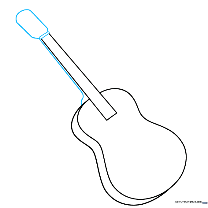 Guitar neck with a rounded rectangular headstock attached at the top