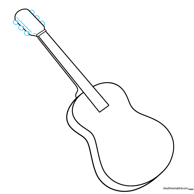 Guitar headstock with small oval tuning knobs added to the sides