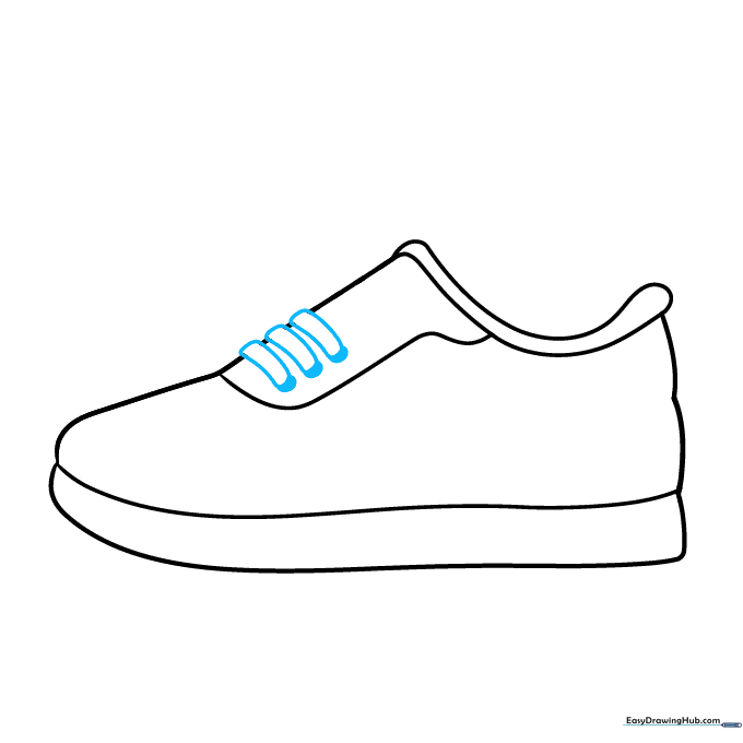 Adding rectangular lace shapes and small oval eyelets to the eyestay.
