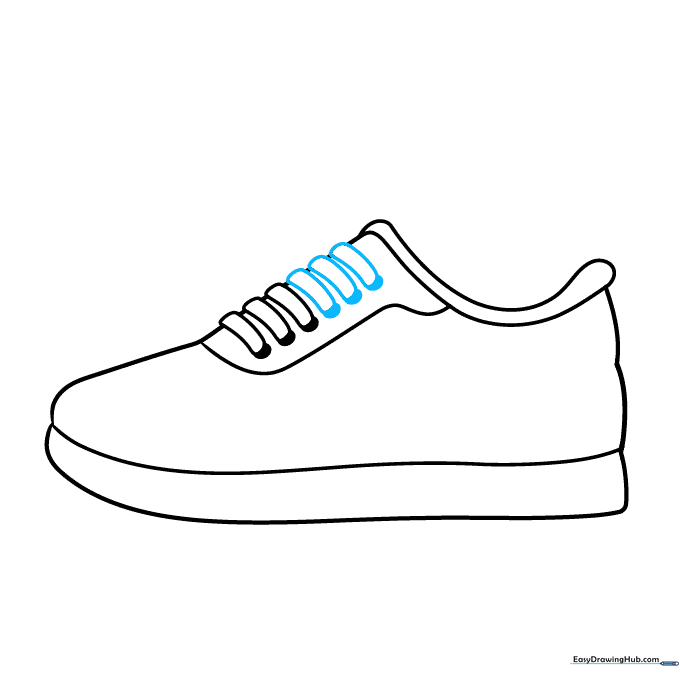 Continuing the lacing pattern down the front of the sneaker.