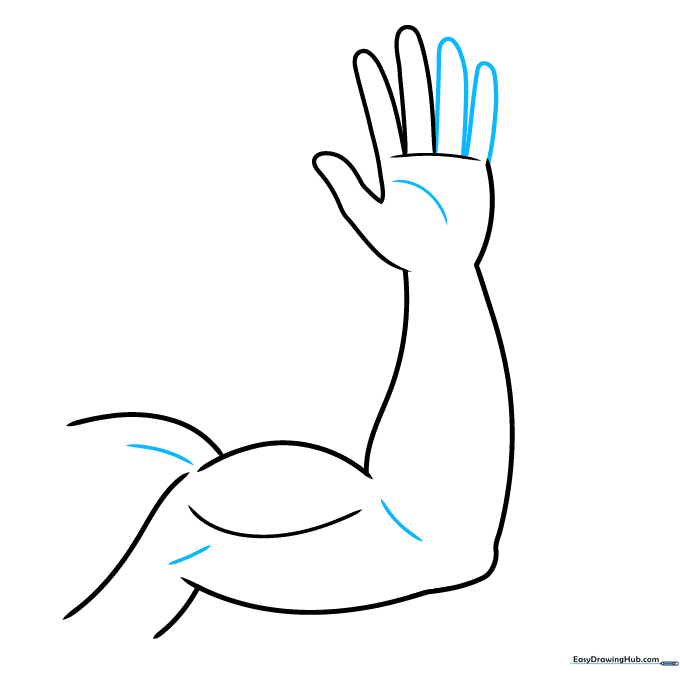 Illustration showing the completion of all fingers on the hand drawing.