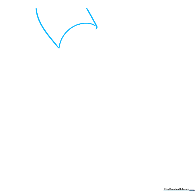 Line drawing showing the initial curved outline of shorts at the top of a leg diagram.