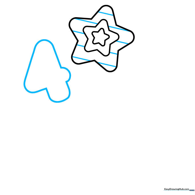 Drawing the number four and structural lines for the balloon cluster.