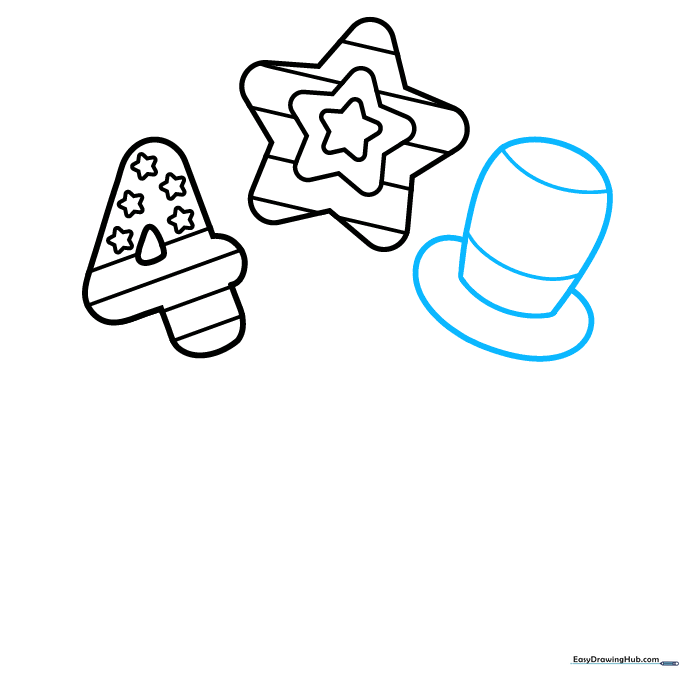 Sketching the rounded balloon shapes overlapping each other.