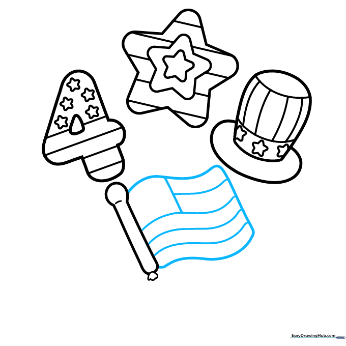 Drawing the wavy flag pattern on the balloon surface.
