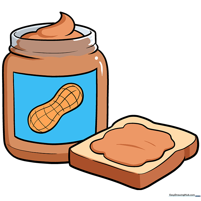 Full-color illustration of a peanut butter jar with highlights and shading.