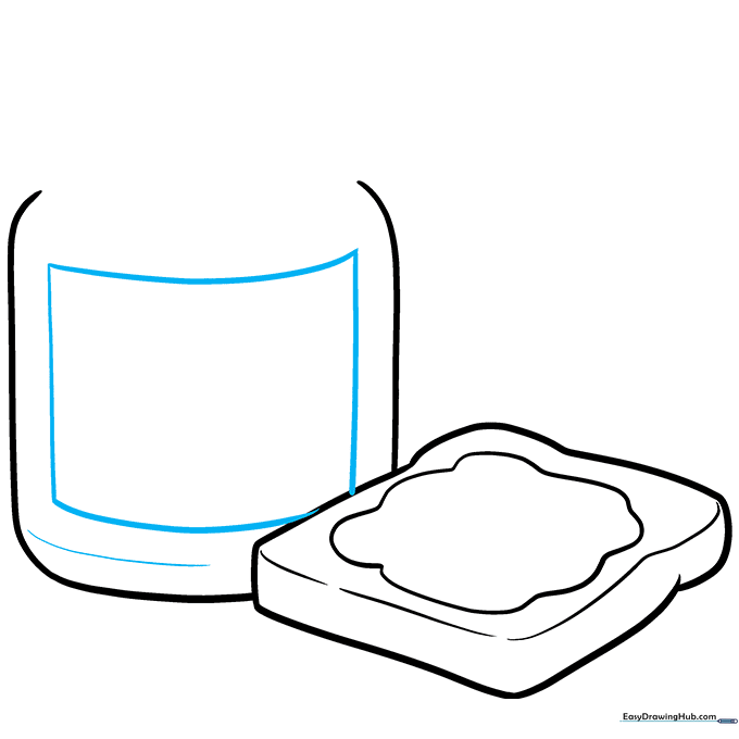 Pencil sketch adding a rectangular label space to the front of the jar.