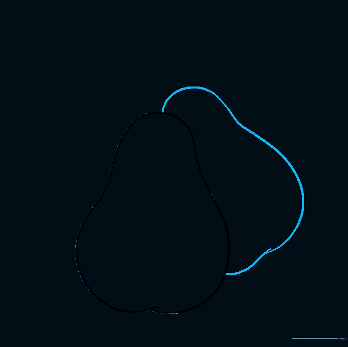 Two pear outlines showing one pear partially hidden behind the other to create a sense of perspective.