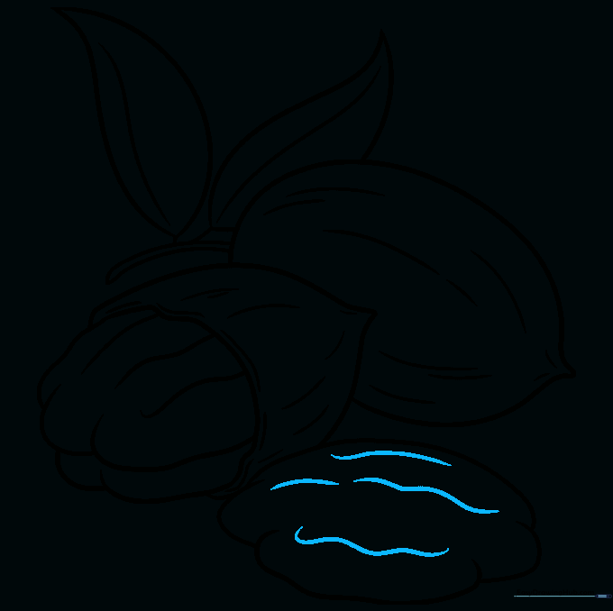 Finalizing the texture lines on the pecan nuts.