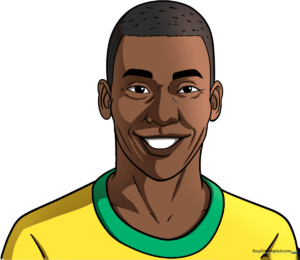 A vibrant, finished portrait of the legendary soccer player Pelé.
