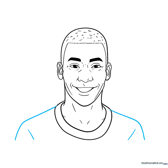The completed line art of Pelé, ready for coloring.