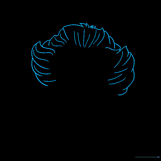 Wild, textured hair added to the top of the head.