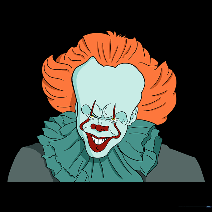 The finished, colored Pennywise illustration.
