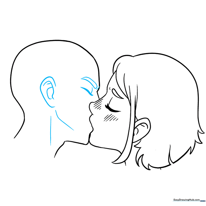 Detailed sketch of the male character's eye, brow, and ear added to the scene.