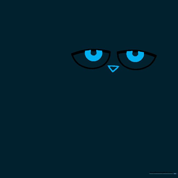 Close up of Pete the Cat's eyes with pupils shaded and a small triangle nose added.