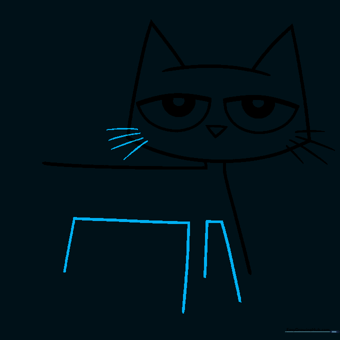 The body of Pete the Cat showing the rectangular shapes used for his legs.